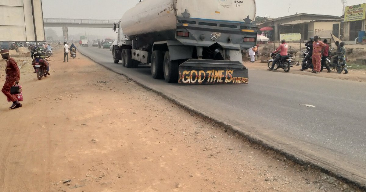 Petrol tanker on a West African road