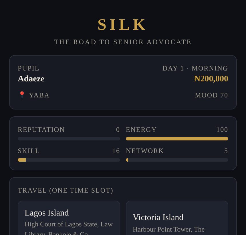 SILK Lagos travel menu: Lagos Island, Victoria Island, Ikoyi, Lekki and Yaba