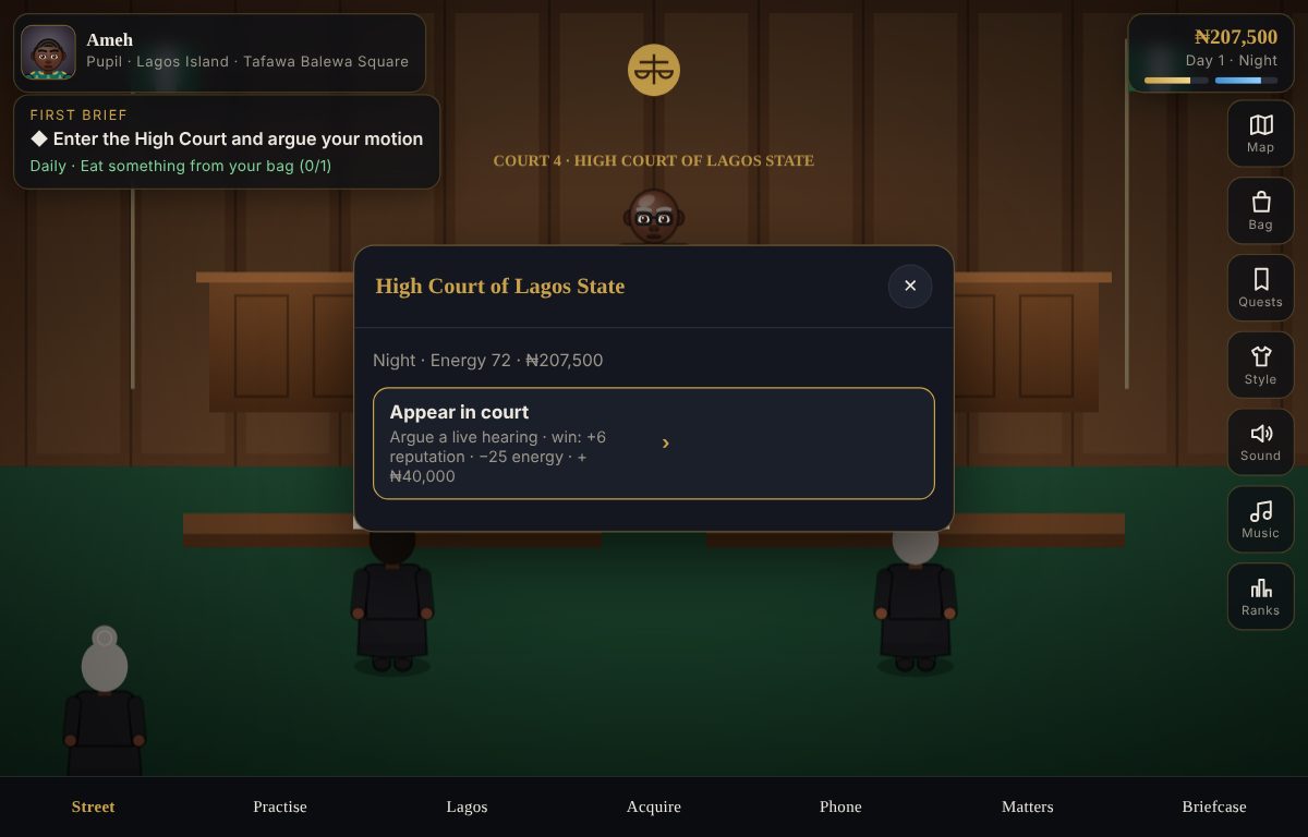 SILK court hearing scene at the High Court of Lagos State
